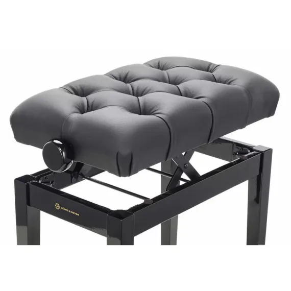 K&amp;M 13981-400-21 банкетка для пианино, чёрн. лакир. дерево, стёганое кожаное сиденье выс. 48-55 см