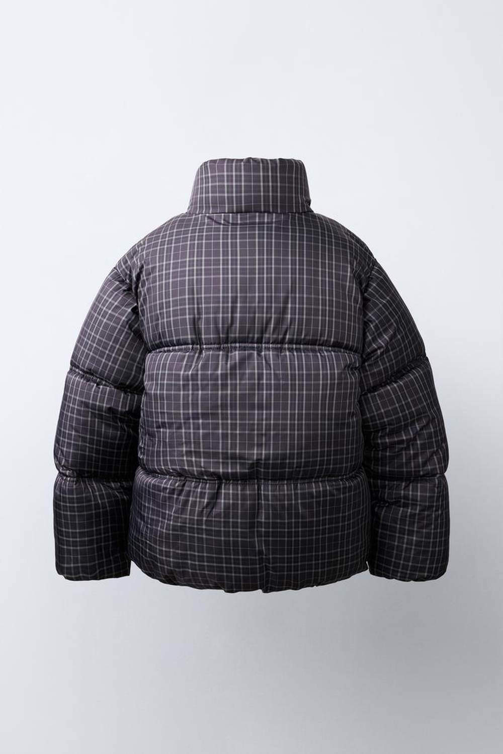 ZARA СТЕГАНАЯ КУРТКА В КЛЕТКУ, ЧЕРНЫЙ