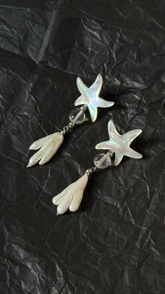 Серьги Nature Bijoux, Les Cyclades, с перламутром, горным хрусталем и жемчугом, NB25.2-12-90274 (бел