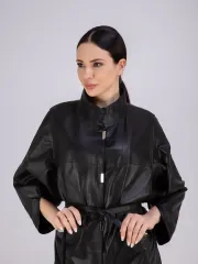 Плащ женский кожаный длинный Турция