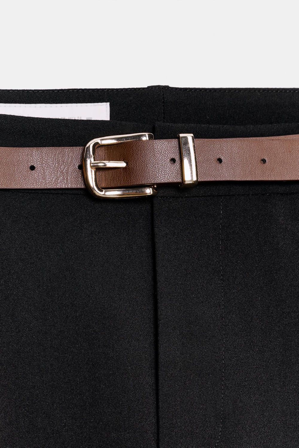 ZARA УКОРОЧЕННЫЕ БРЮКИ С РЕМНЕМ, ЧЕРНЫЙ