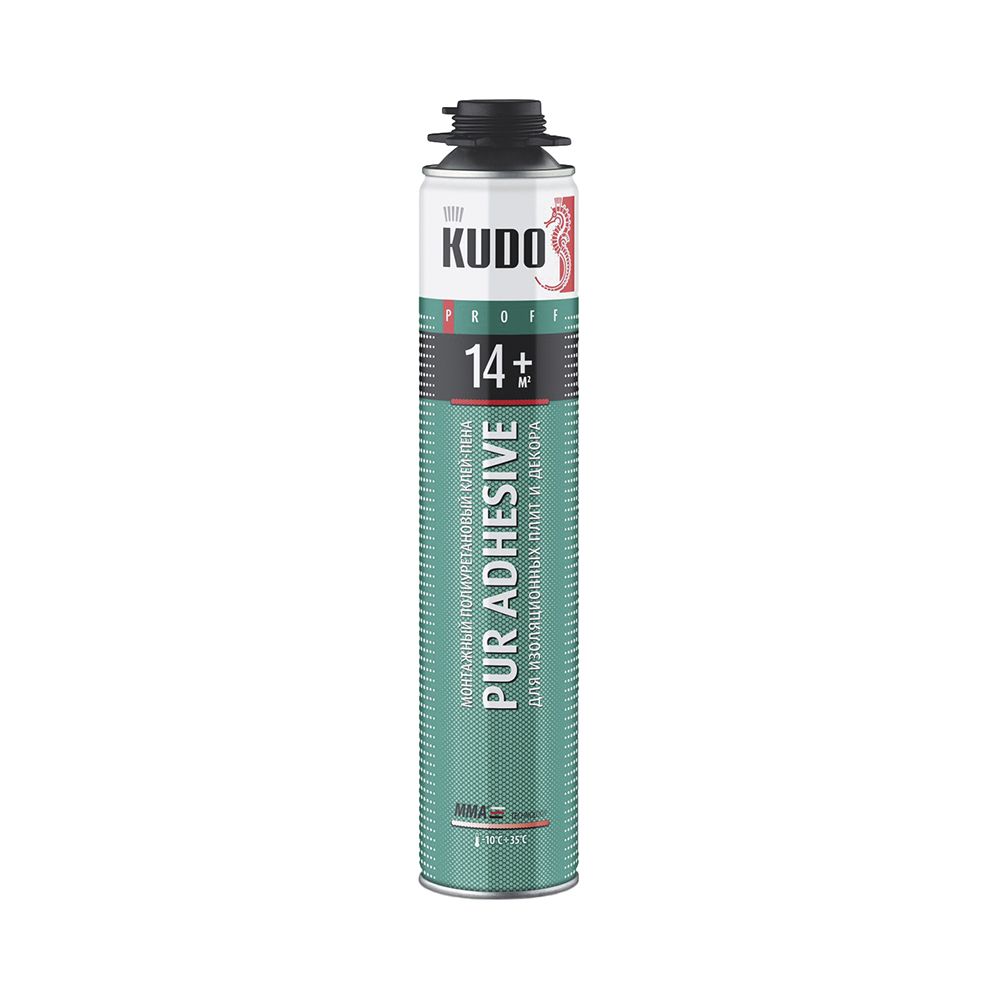 Клей-пена пистолетная для теплоизоляции Pur Adhesive Proff 14+ // 1000мл // KUDO