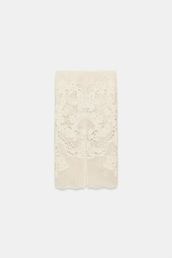 ZARA ЮБКА МИДИ КРОШЕ — ZW COLLECTION, ЭКРЮ
