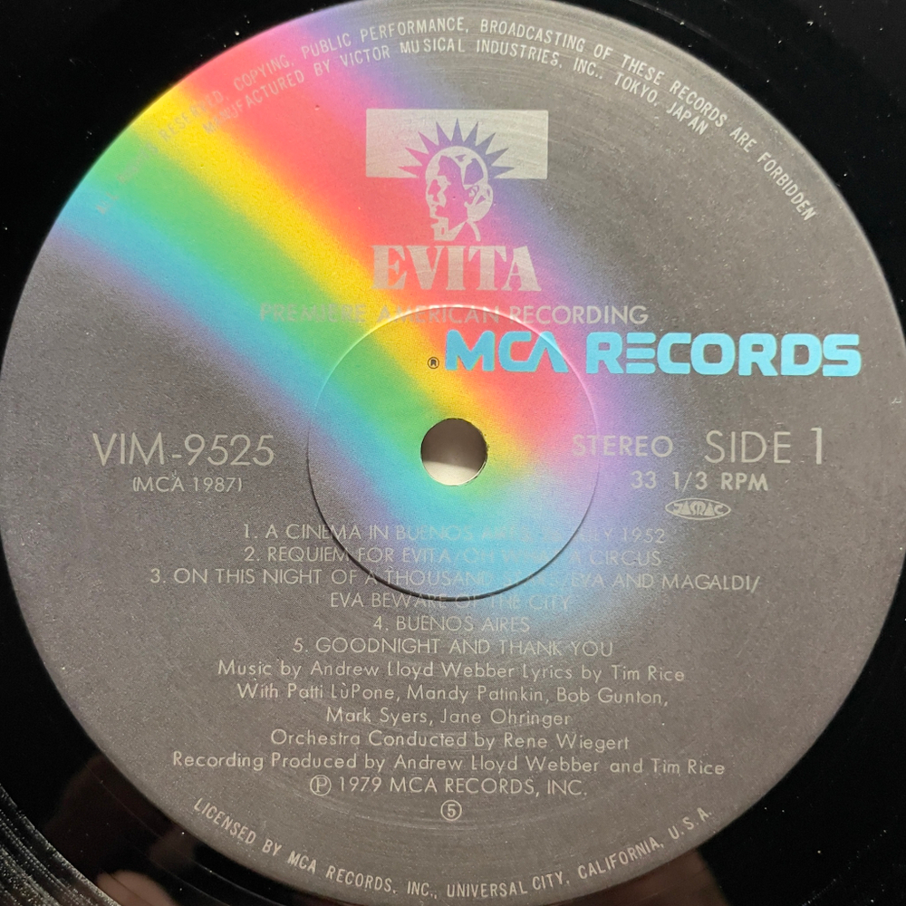 Evita - Andrew Lloyd Webber And Tim Rice ‎2LP (Япония 1982г.)