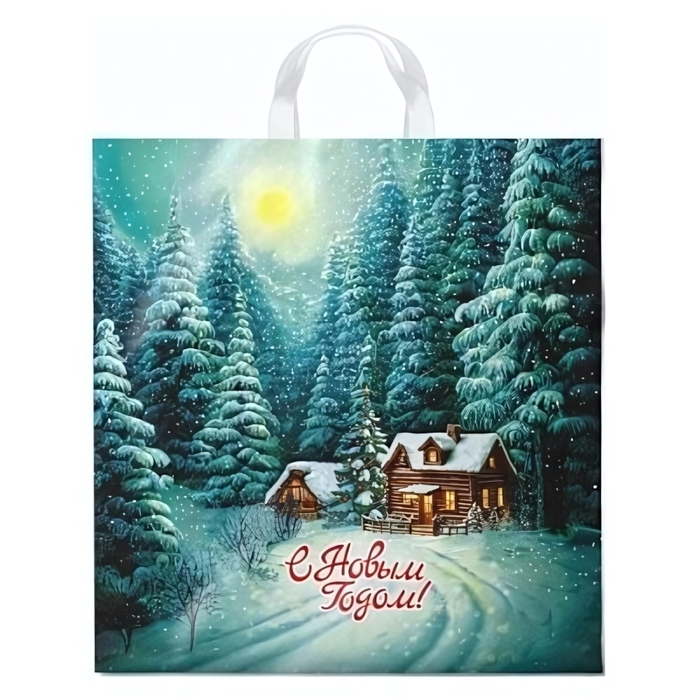 Пакет ПЭ с петлевой ручкой 40x42+6см (45) (Тихая зима) НГ Интерпак (х25/500)