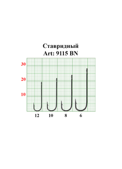 Крючок рыболовный Fish Crystal СТАВРИДНЫЙ 9115BN с ушком №12 (5 упаковок)