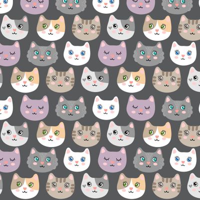 Милые котики на сером фоне