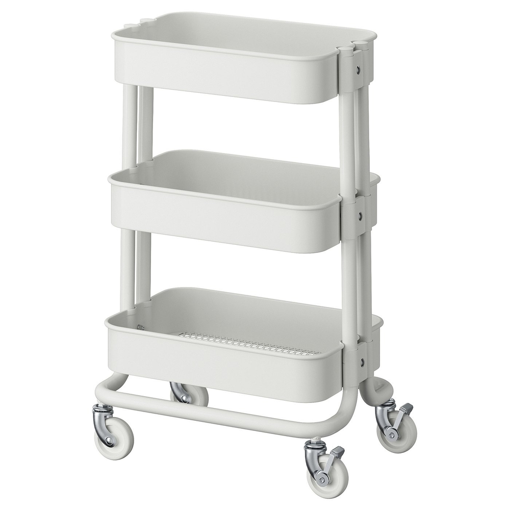 IKEA RÅSKOG  (ИКЕА РОСКОГ)  -  Столик на колёсиках - белый 28x38x61 см
