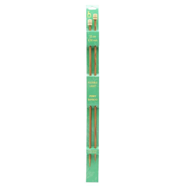 Спицы прямые Pony Bamboo ⌀4.5 мм, 33 см, бамбук, 2 шт, 66810