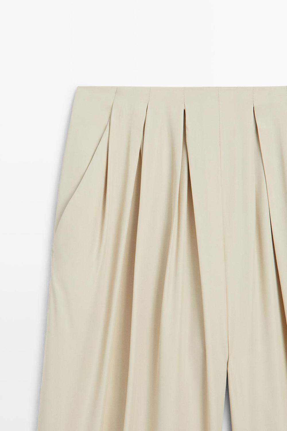 Massimo Dutti Свободные брюки со складками, бежевый