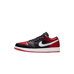 alt="Air Jordan 1 Low Alternate Bred Toe 553558-066 мужские кроссовки черно-красно-белые вид сбоку на белом фоне"