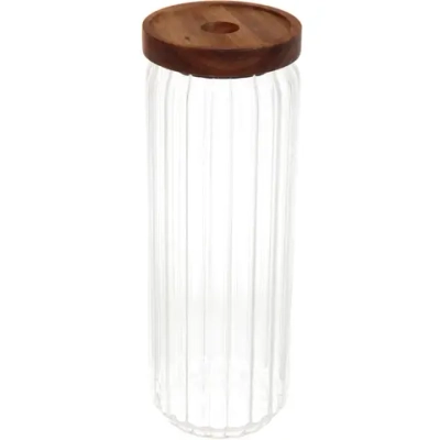 Банка для продуктов стеклянная 1300мл «Bella cucina» с крышкой из акации 9*25см