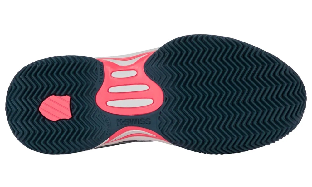 Детские теннисные кроссовки K-Swiss Hypercourt Express 2 Clay JR - white/stargazer/neon blaze