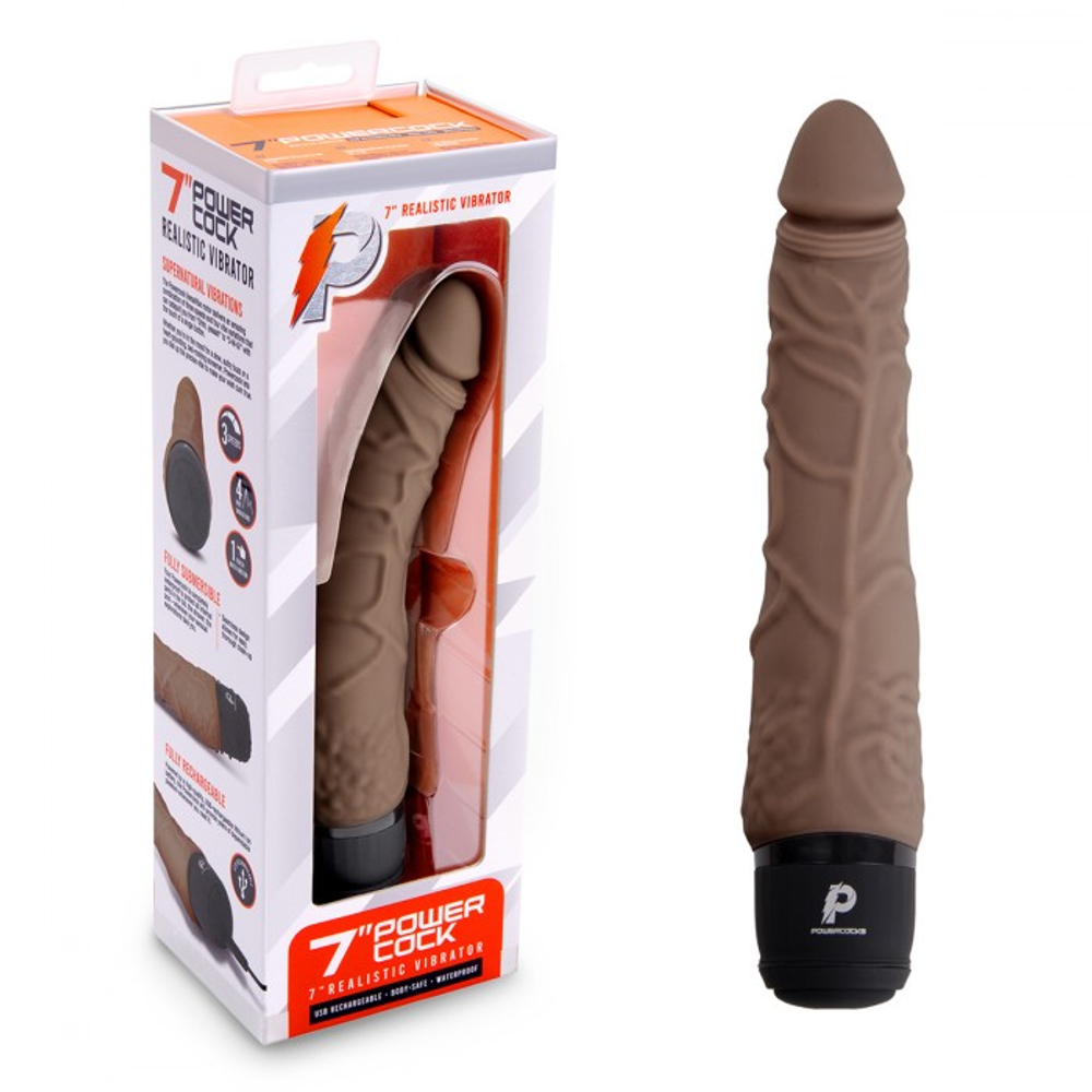 Универсальный вибромассажер цвет шоколад 7" Realistic Vibrator
