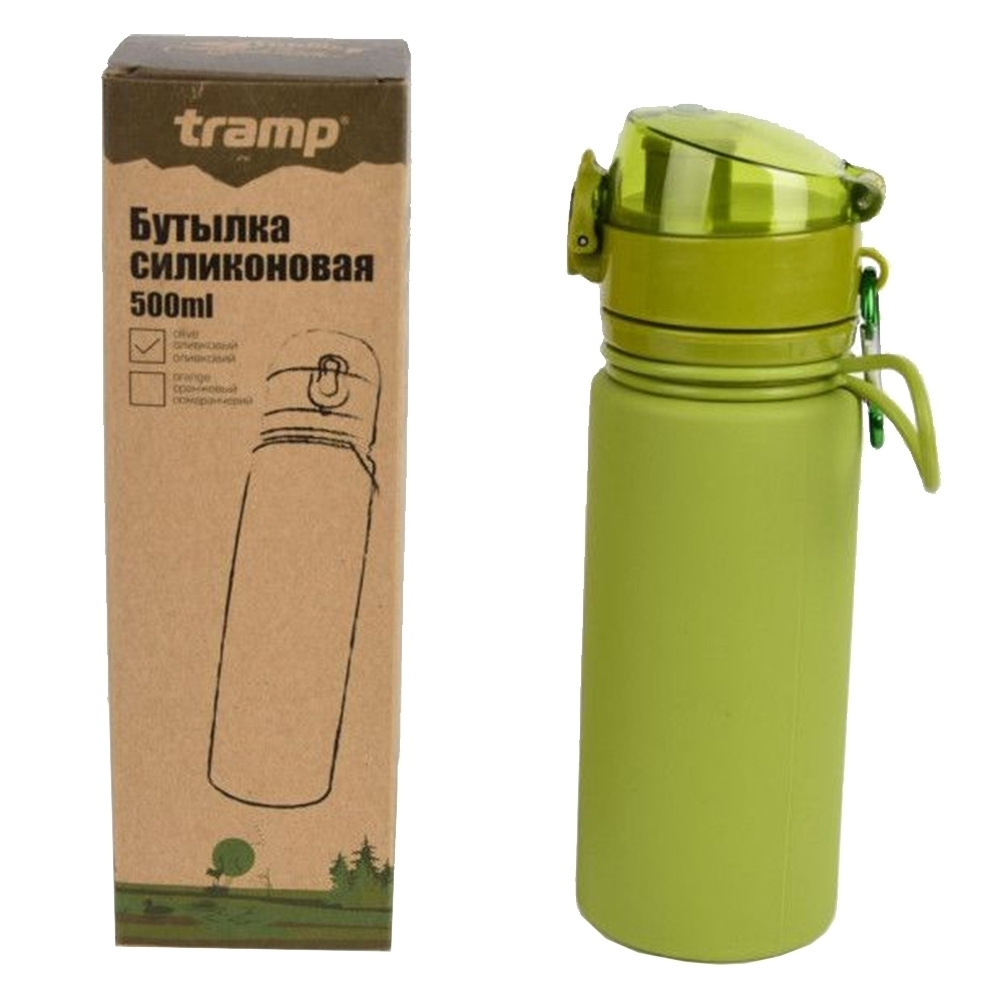 Tramp Бутылка силиконовая 0.5 л, TRC-093, оливковый