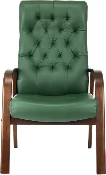 Кресло Бюрократ T-9928WALNUT-CF зеленый кожа на ножках дерево