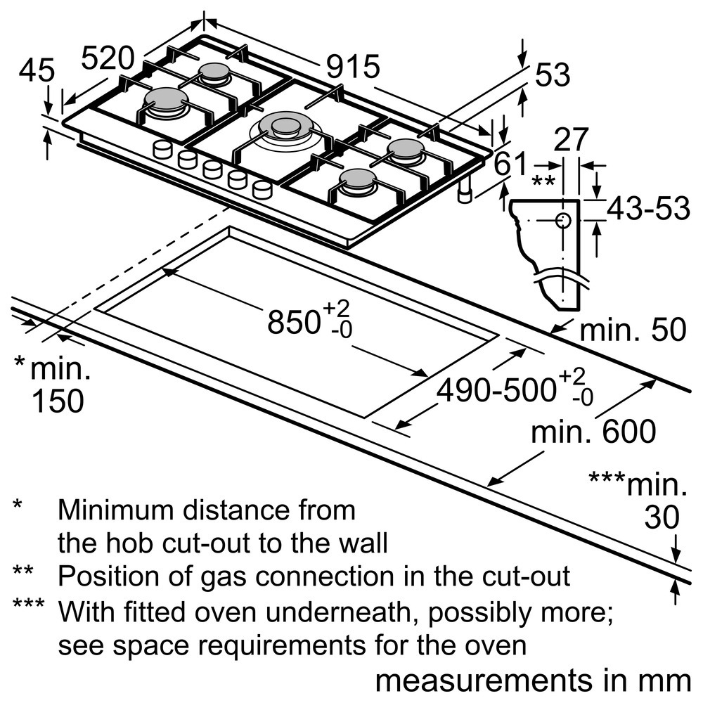 Газовая варочная панель Bosch PCR9A5B90M