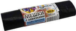 Мешки мусорные с завязкой 60л 60х70см 21мкм Идеал (10/400шт)