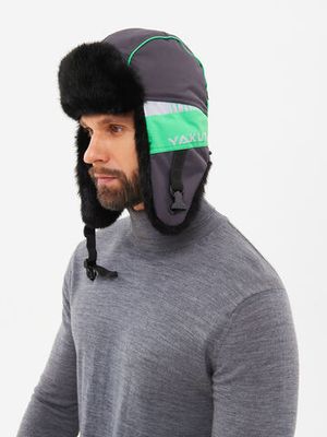 Шапка ушанка зимняя Yakutia цвет Тёмно-серый ткань Galaxy Breathable иск. мех Норка