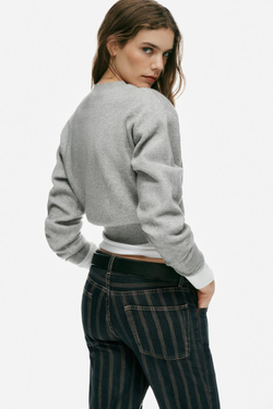 ZARA СВИТЕР С ПОДПЛЕЧНИКАМИ, СЕРЫЙ