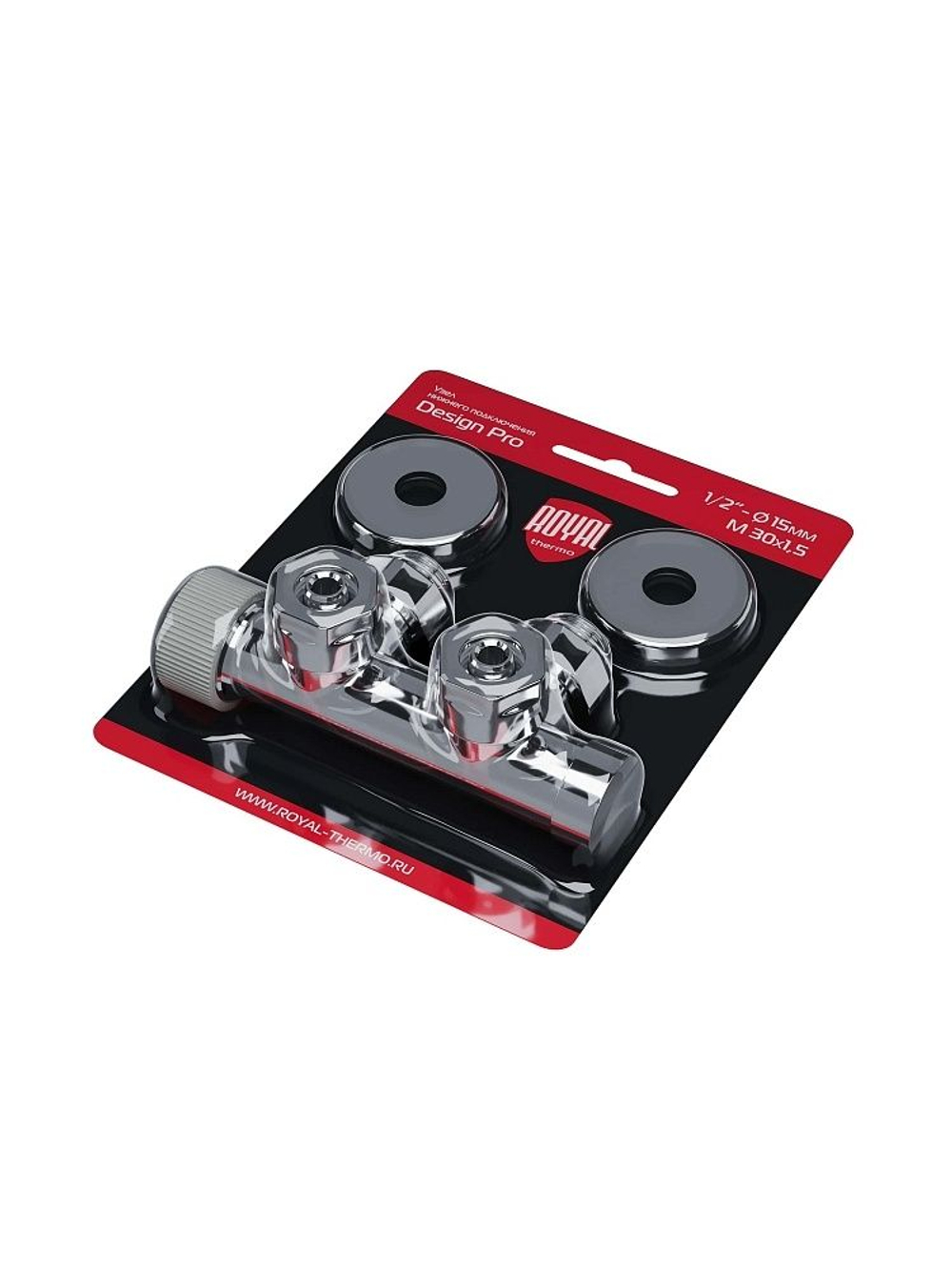 Узел нижнего подключения Royal Thermo Design PRO 15мм угловой М30х1,5 (хром)