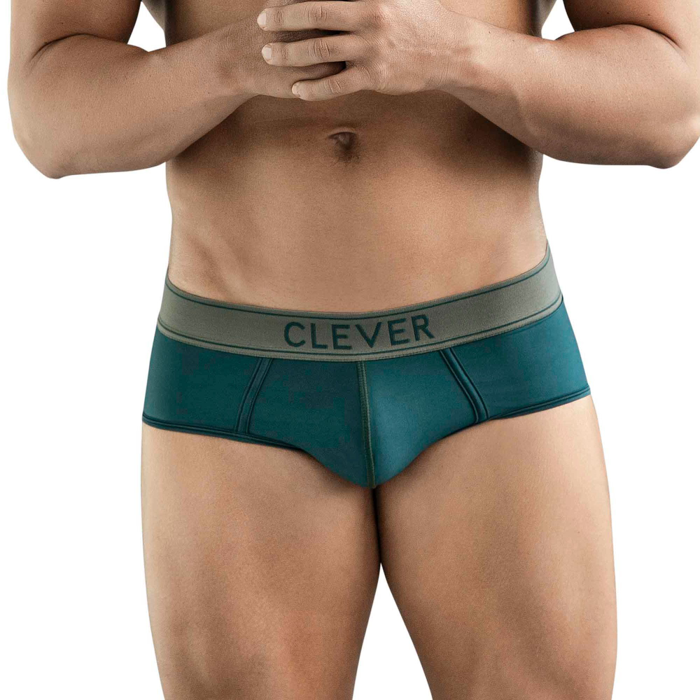Зеленые мужские трусы-брифы Clever Natura Piping Brief
