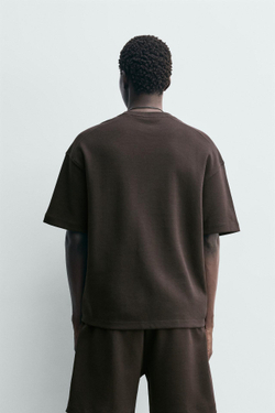 ZARA ТОЛСТОВКА RELAXED FIT ИЗ ИНТЕРЛОКА, КОРИЧНЕВЫЙ