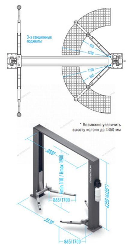 Цена на NORDBERG (N4122HM-5G) Подъемник 380V 2х стоечный 5т с верхней синхронизацией (серый)