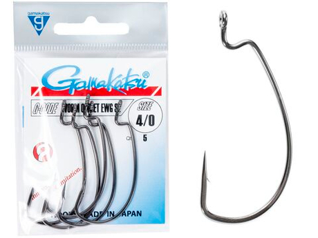 Крючки офсетные Gamakatsu WORM OFFSET EWG SL HOOKS BLACK №4/0, 5шт.