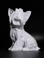 Статуэтка собаки породы Йорк (York dog) полигональная 24 см., 3D печать, белый