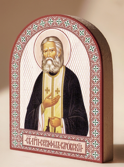 Икона аркой Серафим Саровский, прп. на дереве: 95 х 120 (Синопсисъ)