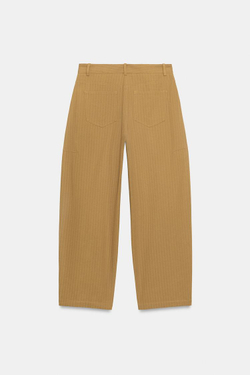 ZARA БРЮКИ TAPERED В ЕЛОЧКУ — ZW COLLECTION, МЯГКИЙ КАШТАНОВЫЙ