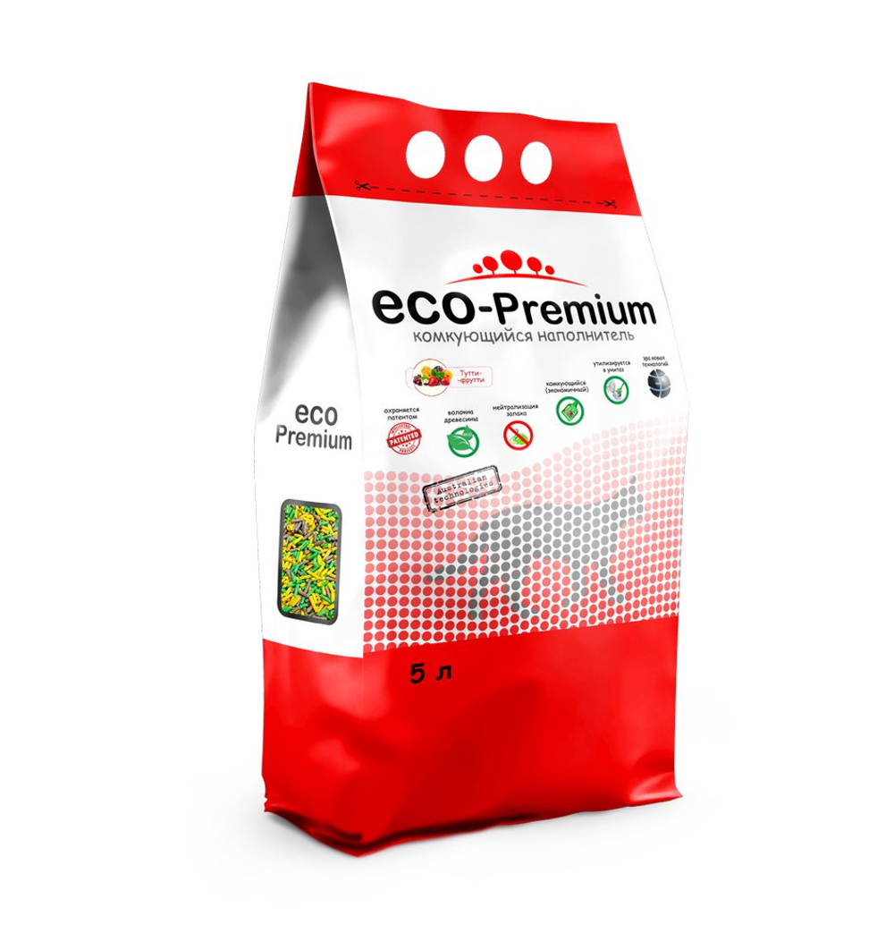 Наполнитель ECO Premium Тутти-фрутти комкующийся для кошек 5 л