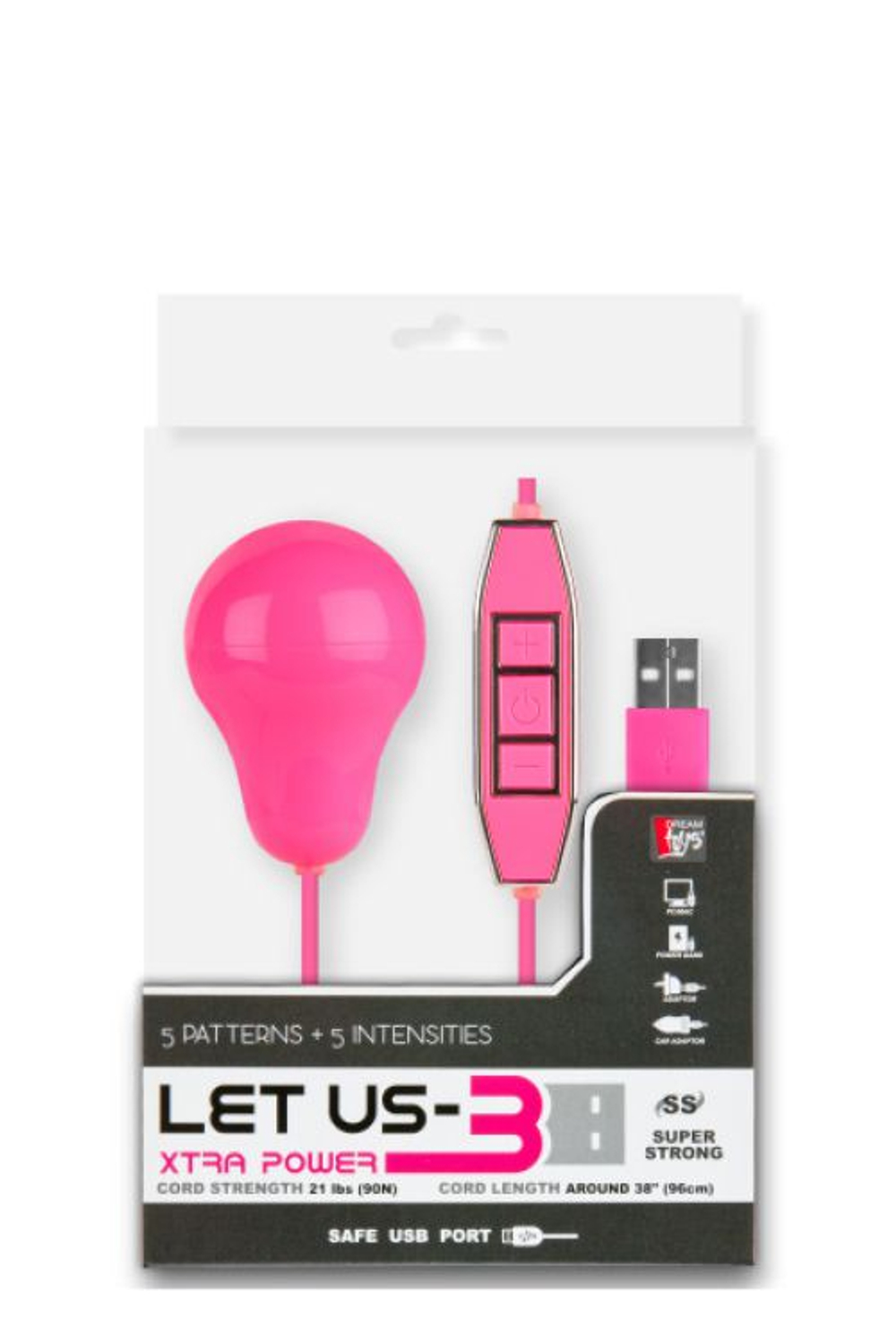 Розовый вибростимулятор с питанием от USB-порта LET US-B 10 RHYTHMS BULLET EXTRA LARGE (Цвет: розовый)