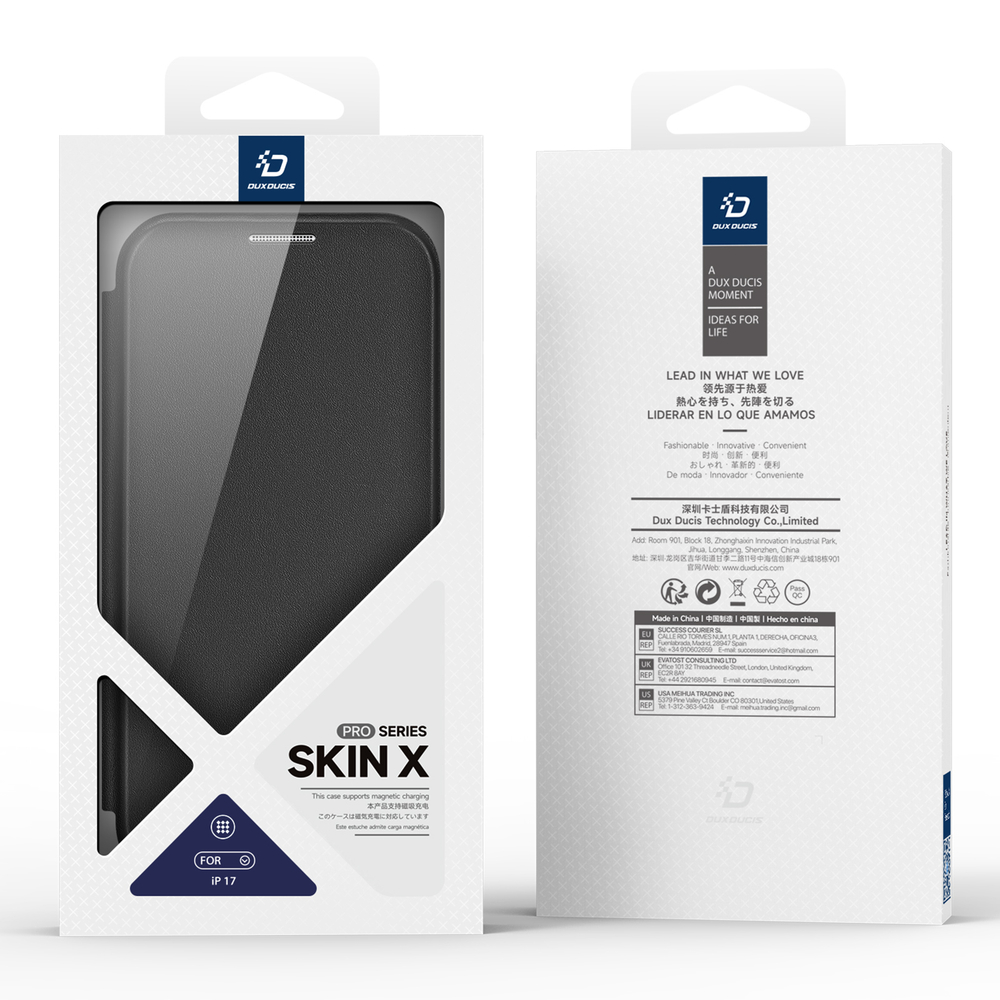 Прозрачный чехол книжка с поддержкой MagSafe от Dux Ducis для iPhone 17, серия Skin X Pro Series Case (версия с магнитной откидной подставкой)