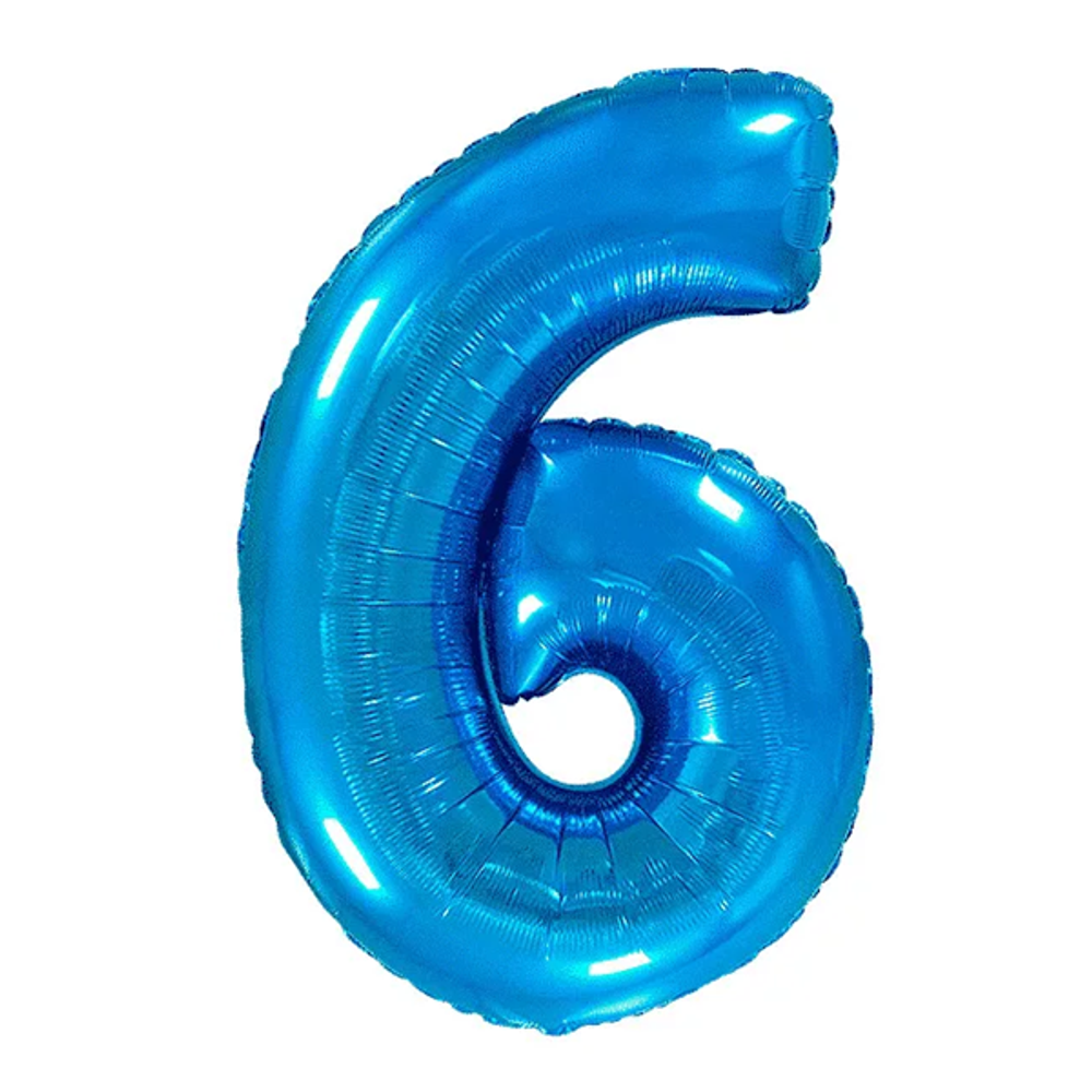 Шар фольга Цифра 6/9 Blue Синий 102 см с гелием