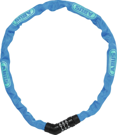 Замок 05-0071616 вело цепь на коде 3х разр 4804C/75см BU STEEL-O-CHAIN 4мм, класс защиты 3/15 голубой ABUS