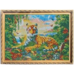 Алмазная мозаика на подрамнике с полным заполнением «МИР ЯРКИХ КРАСОК», царство тигра, 30*40 см