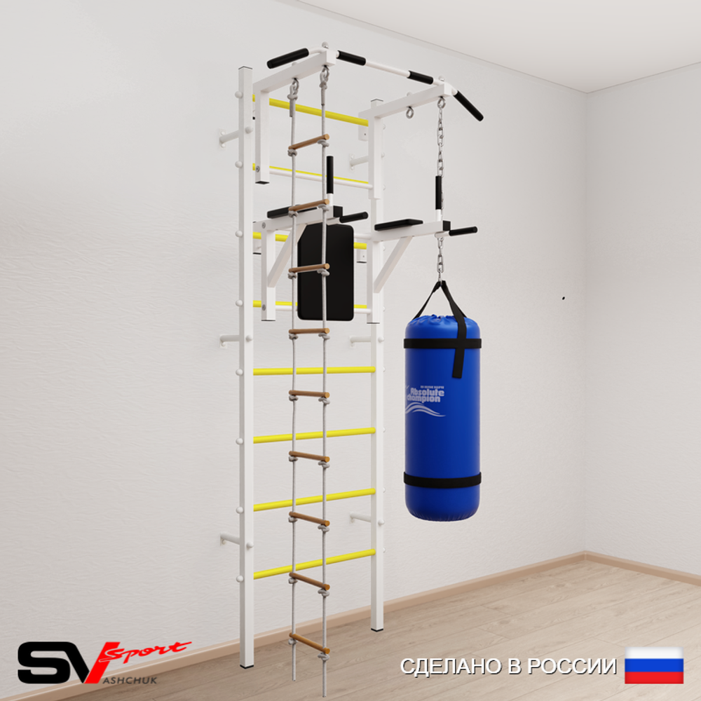 Шведская стенка Sv Sport усиленная 6721 (Турник стандарт/Брусья/Лестница/Цепь/Мешок 15кг)