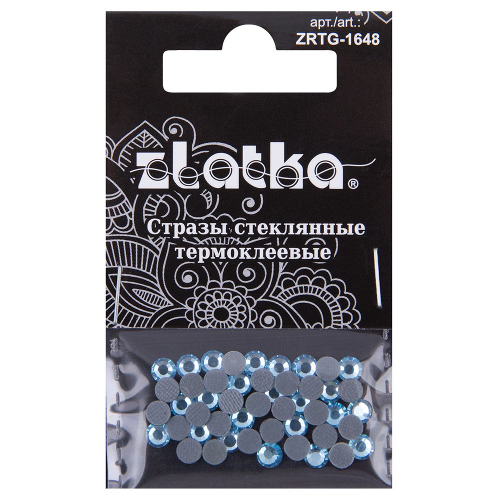 Стразы клеевые стекло 3.9 мм, 5х48 шт, SS16 №08 голубой (Aquamarine), Zlatka ZRTG-1648