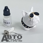 Ароматизатор-игрушка -на обдув- Собачка Бульдог -(жидк)- YC-31WG/белый