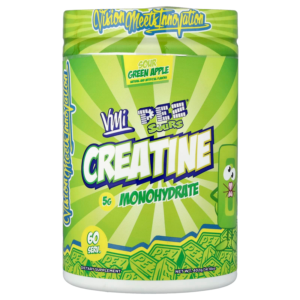VMI Sports, моногидрат креатина, Pez®, кислое зеленое яблоко, 402 г (14,18 унции)