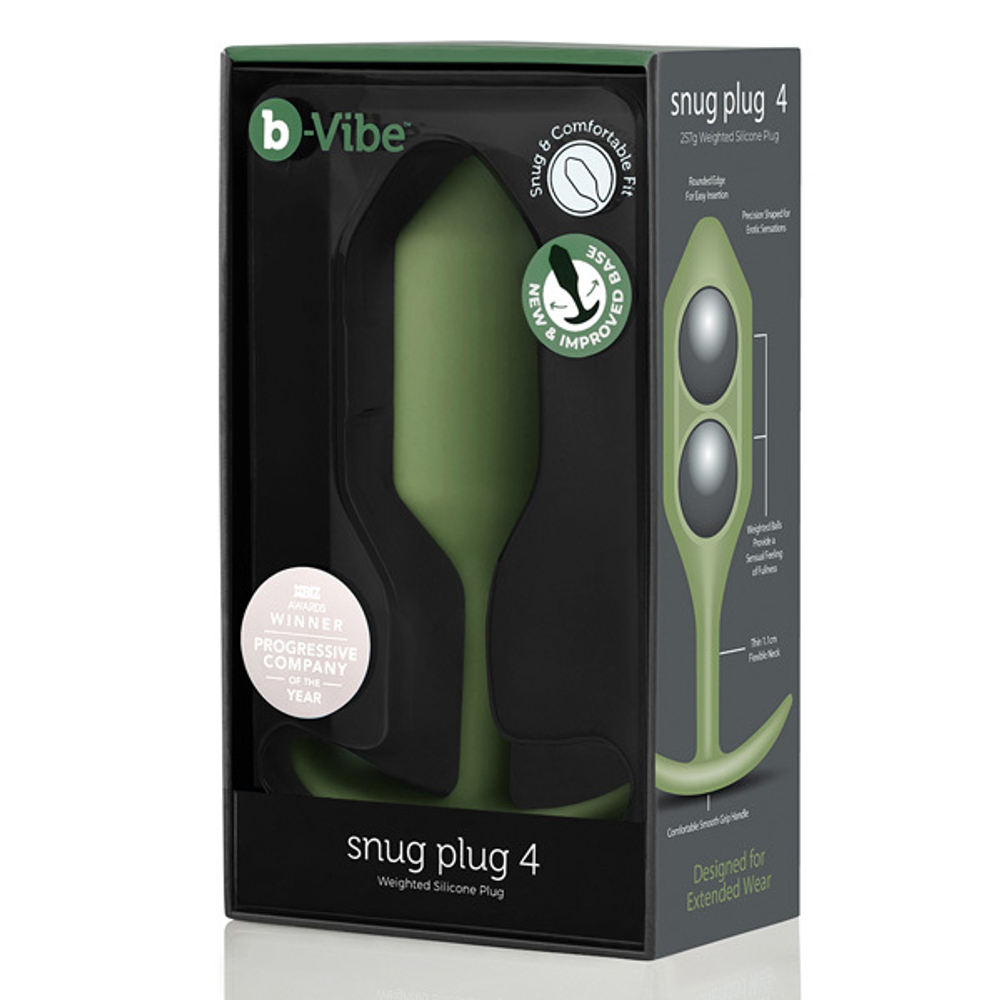 Анальная пробка для ношения цвета хаки 14см b-Vibe Snug Plug 4 BV-010-ARM