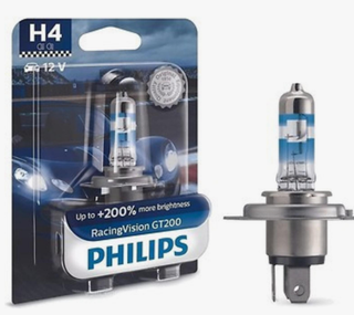 Автолампа H4 12V 60/55W P43t Philips +200% Racing Vision GT200 (бл1шт) 12342RGTBW ORIGINAL