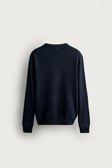 ZARA СВИТЕР СВОБОДНОГО КРОЯ ИЗ ШЕРСТИ, МОРСКОЙ ТЕМНО-СИНИЙ