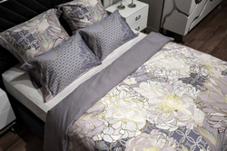 Пододеяльник 215x150 Garda Decor Пионы серый