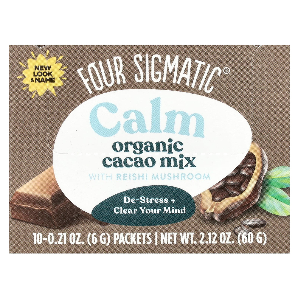 Four Sigmatic, Calm, смесь для приготовления какао с грибами рейши, 10 пакетиков по 6 г (0,21 унции)