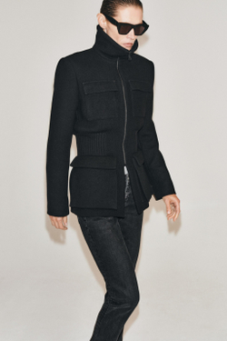 ZARA КУРТКА С ПОДПЛЕЧНИКАМИ И ШЕРСТЬЮ — ZW COLLECTION, ЧЕРНЫЙ