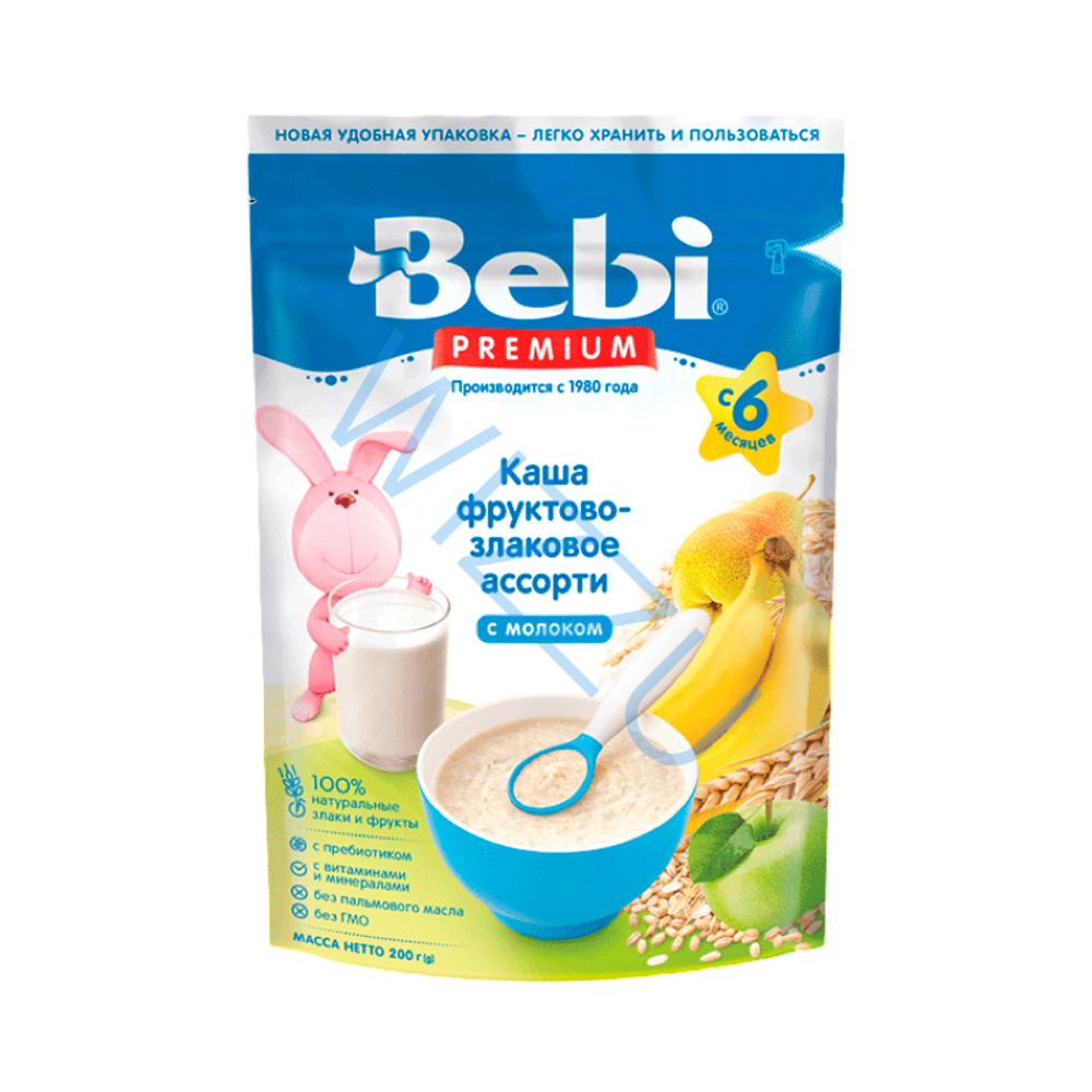 Каша молочная сухая Фруктово-злаковое ассорти Bebi Premium, 200 г