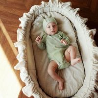Чепчик "Шалфей" из хлопка в рубчик 0+